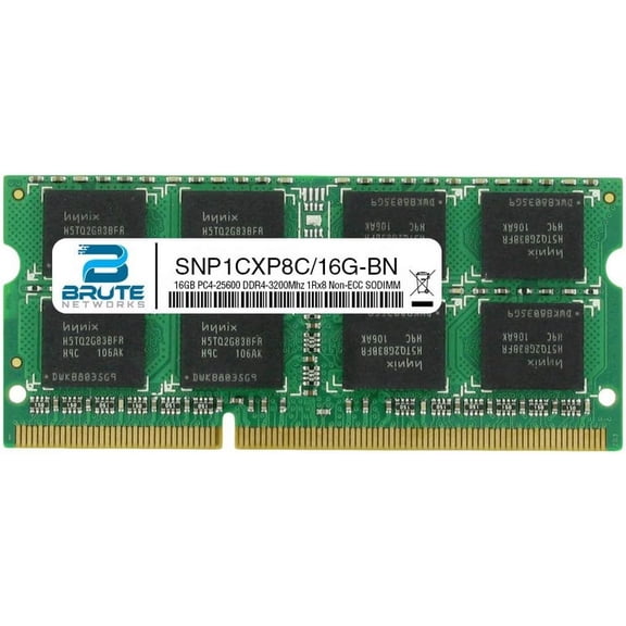 Brute Networks SNP1CXP8C/16G-BN - 16GB DDR4-3200Mhz 2Rx8 Non-ECC SODIMM (Compatible with OEM PN# SNP1CXP8C/16G)
