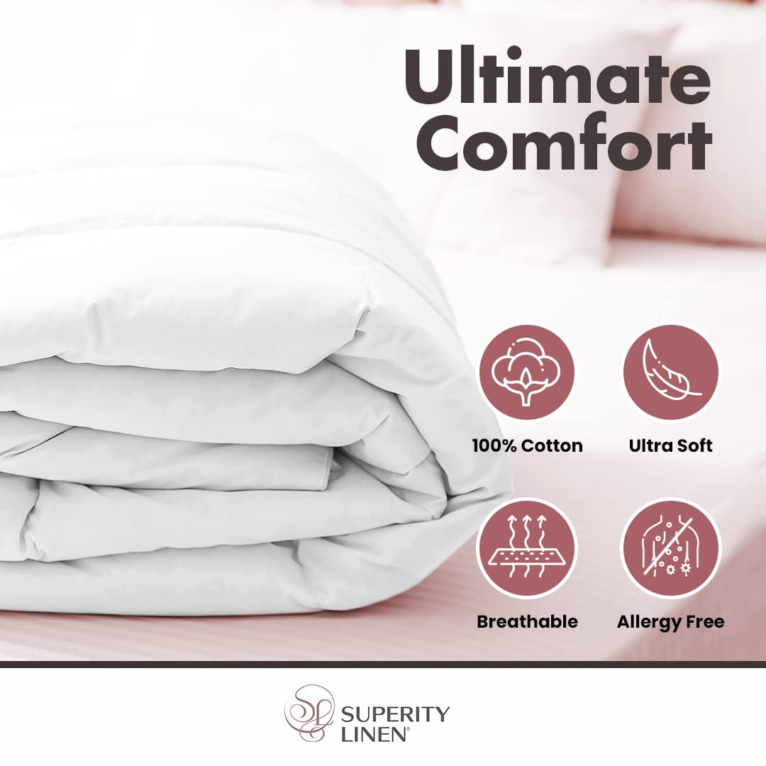 Superity Linen White Polyester Breathable Duvet Cover, Queen Size