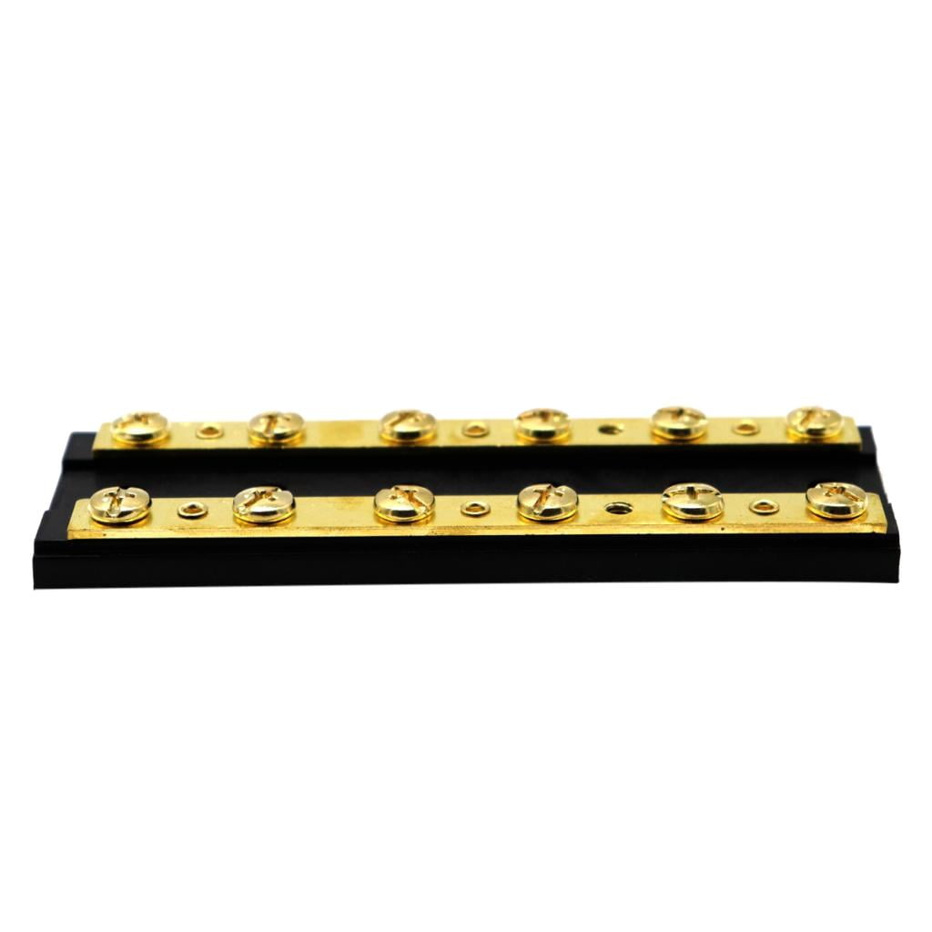 Vensio 2-Pack 12-Position Brass Bus Bar Terminal Blocks Power Distribution Junction for Marine Boat RV