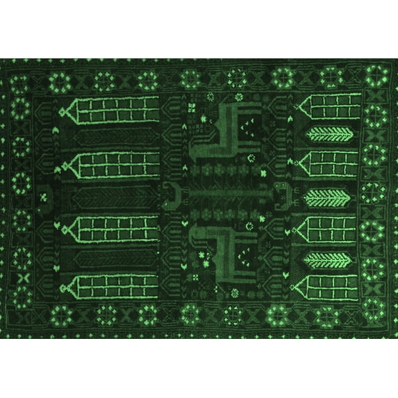 Ahgly Company Indoor Rectangle Persian Emerald Green Traditional Area Rugs, 2' x 5'