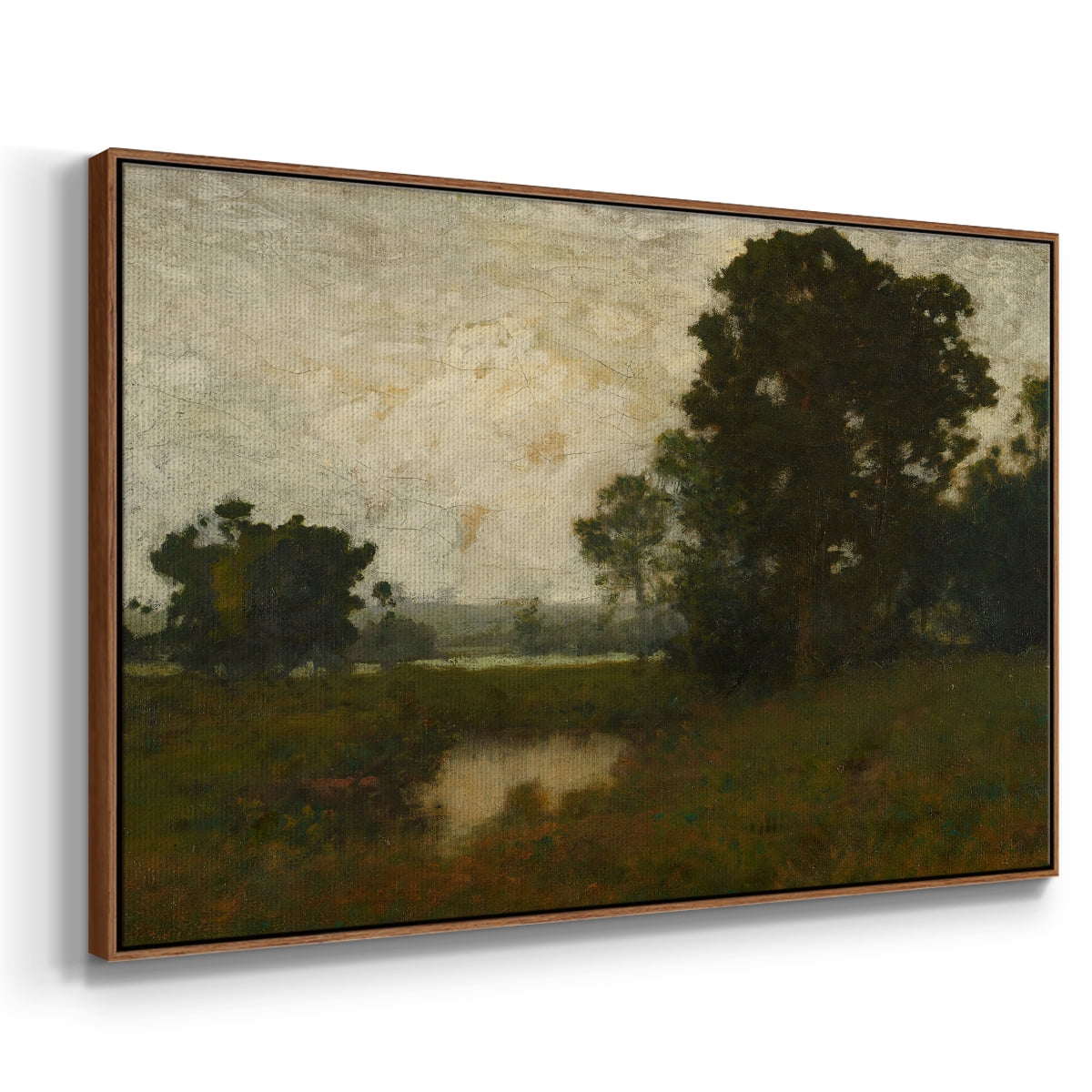 Vintage Landscape-MIV By Wexford Home Framed in Walnut Wood Gallery Wrapped Canvas 25 in. x 37 in.