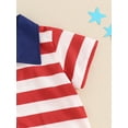 thumbnail image 6 of Musuos Toddler Boy 4th of July Outfits, 6 12 18 24M  3 4Y Star Striped Print Button Down Short Sleeve Lapel Shirt Elastic Waist Shorts Set, 6 of 9
