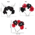thumbnail image 2 of Skull Headband Halloween Tiaras And Crowns Goth Flower Headband Day of The Dead Headband Rose Flower Crowns Hairband, 2 of 3