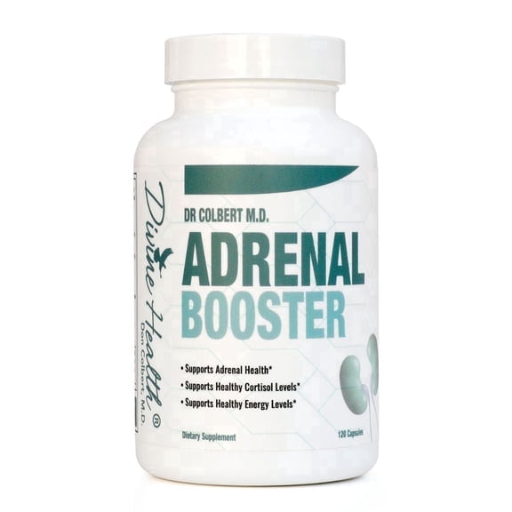 Dr. Colbert, MD Adrenal Booster | by Divine Health | Supports Adrenal Function, & Stress Response | Boosts Energy | Adrenal Extracts| Stress Support & Energy Management Supplement | 120 Capsules