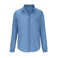 thumbnail image 4 of Blmnix Blue Womens Tops Spring Long Sleeve Solid Eyelet Casual Simple Blouse Tops for Girl Fall, 4 of 8