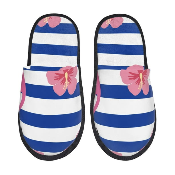 Fotbe Pink Flamingo Pantuflas Peludas para Mujer con Estampado, Zapatillas de Peluche, Zapatos de Invierno para Casa, Uso Interior y Exterior-Large