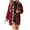 Claret, variant on Lovskoo Womens Button Down Fuzzy Fleece Jacket Patchwork Fall and Winter Single Breasted Lapel Plaid Fluffy Jacket Long Coats Outerwear with Pocket Black