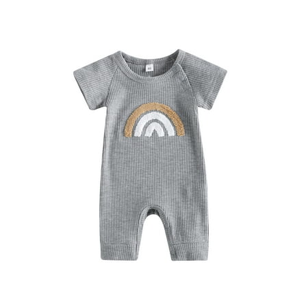 

Newborn Baby Boys Girls Jumpsuit Knitted Romper Short Sleeve One-Piece Bodysuit Infant Summer Clothes