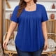 thumbnail image 4 of Tops de Talla Grande para Mujer, Corta, Cuello Cuadrado, Túnica Holgada de Verano para Leggings. Azul 4XL, 4 of 7