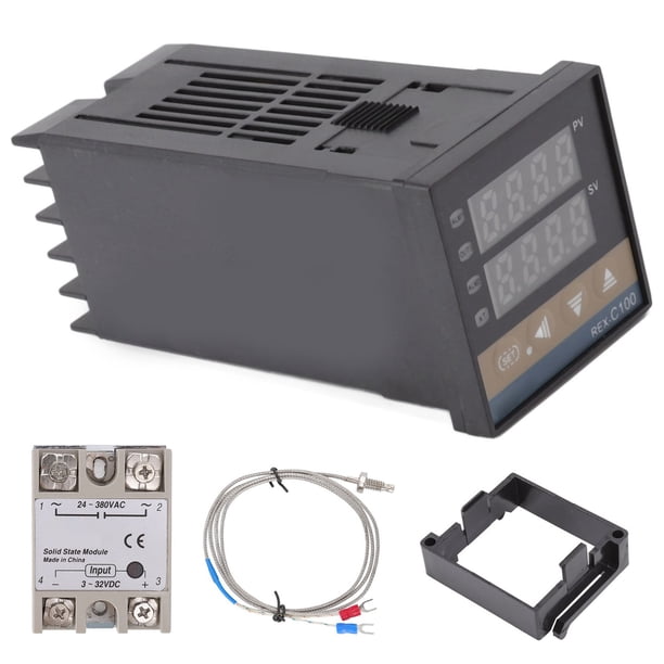 Gugxiom Kit de Controlador de Temperatura PID Inteligente Pantalla Digital AC100-240V Controladores de Temperatura PID Termostato Digital REX-C100 Controlador de Temperatura ANGGREK Otros