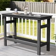 thumbnail image 3 of FUNDAZE HDPE Outdoor Bar Height Table, Oversized Rectangle Patio Table with Umbrella Hole & Footrest, Weather Resistant Tall Side Table for Garden, Poolside, Balcony, Gray, 3 of 8