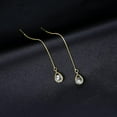 thumbnail image 5 of Solid 925 Sterling Silver CZ Droplet Chain Dangle Earrings for Women Teens Tassel Dangle Earrings Threader, 5 of 13