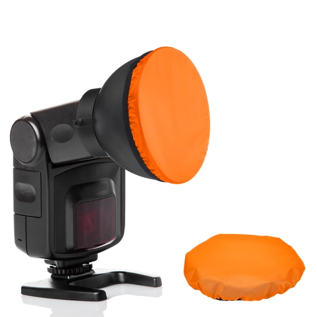 Tapa Difusora de Flash Mini Suave Uxcell 7.1" x 7.1", Paquete de 2 Cubierta Difusora de Flash Elástica Universal para Flash de Cámara DSLR Nikon, Naranja