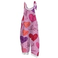 thumbnail image 2 of Youpwaven Women's Valentine's Day Vintage Heart Cotton Linen Overalls - Loose Fit Bib Jumpsuit with Pockets, Lightweight Casual Outfits for Spring Picnics, 2 of 5