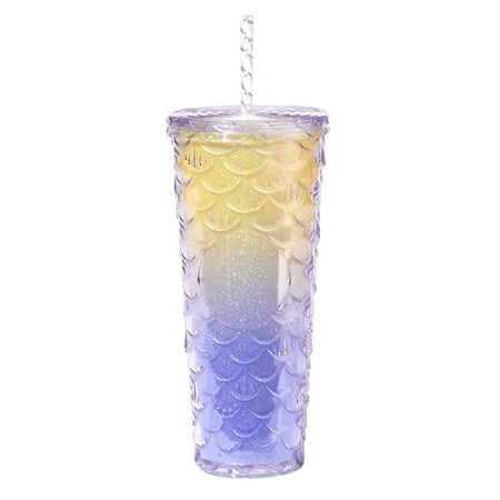 

Zkysteio 24oz (710ml) plastic covered glass and straw cold drink Travel Cup Reusable Cup for Party Office Outdoor Dining