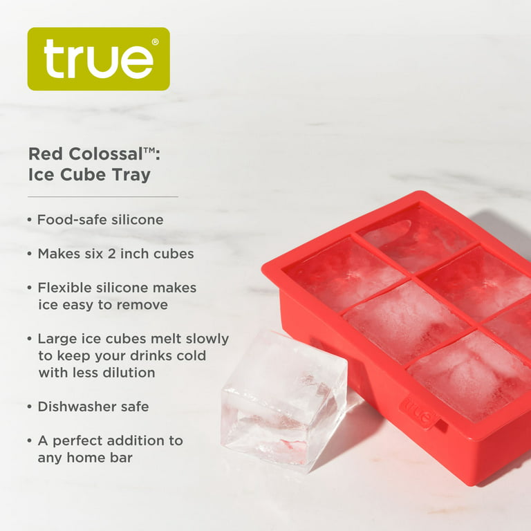 True Marble Ice Cube Tray - Extra Large Square Ice Cube Trays - Dishwasher  Safe Flexible Silicone - Makes 2 Inch Ice Cubes - Red Ice Cube Mold Set of