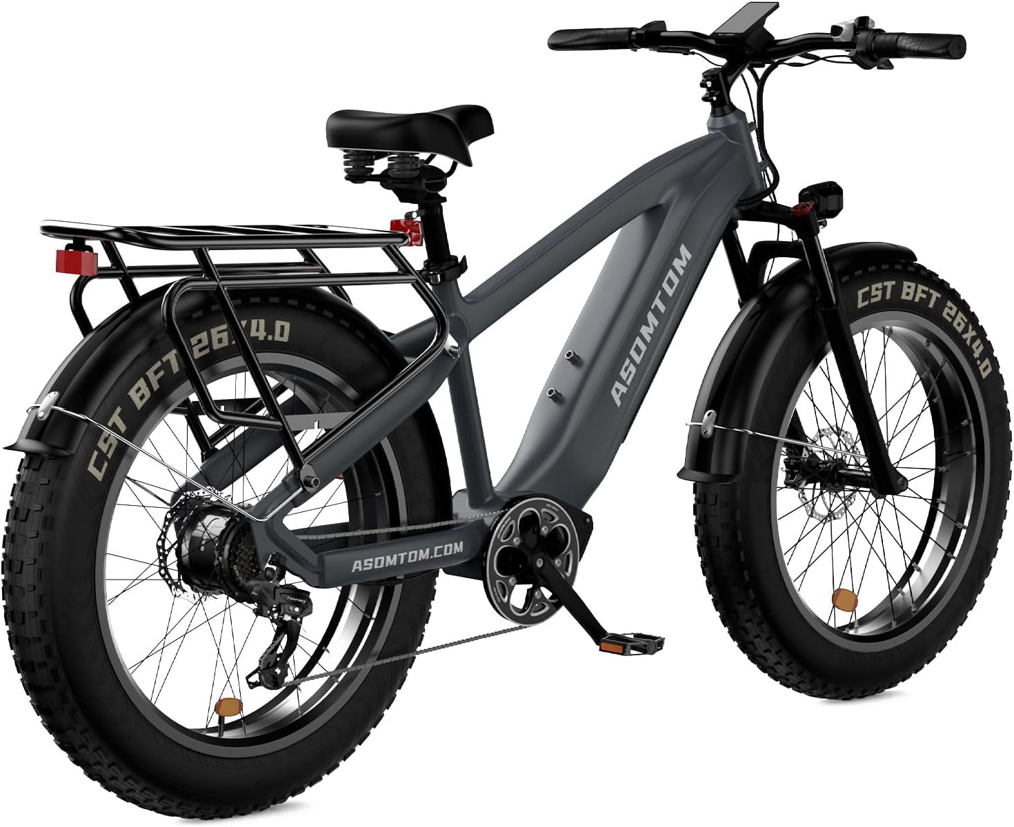 ASOMTOM ，26" x4.0 Fat Tire Electric Bike for Adults, 750W Motor 28+MPH, 48V 15Ah Removable Battery, Shimano 7-Speed, Suspension Fork, Cruise Control - Electric Mountain Bicycle