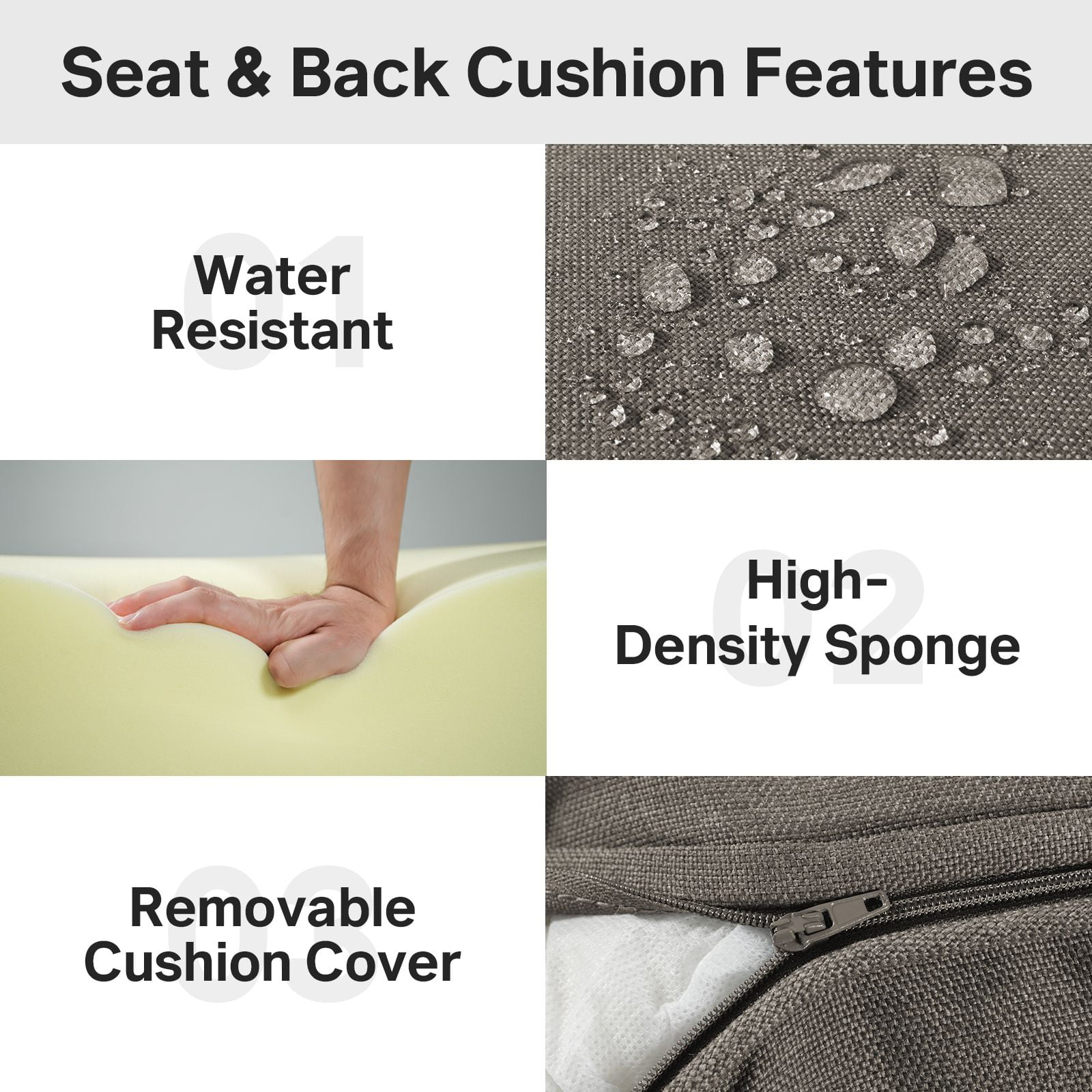 Opohoro Outdoor Deep Seat Cushion Set, 24"x24"x6", Water Resistant & UV Resistant Comfortable Furniture Cushions for Patio Chair, Sofa, Loveseat
