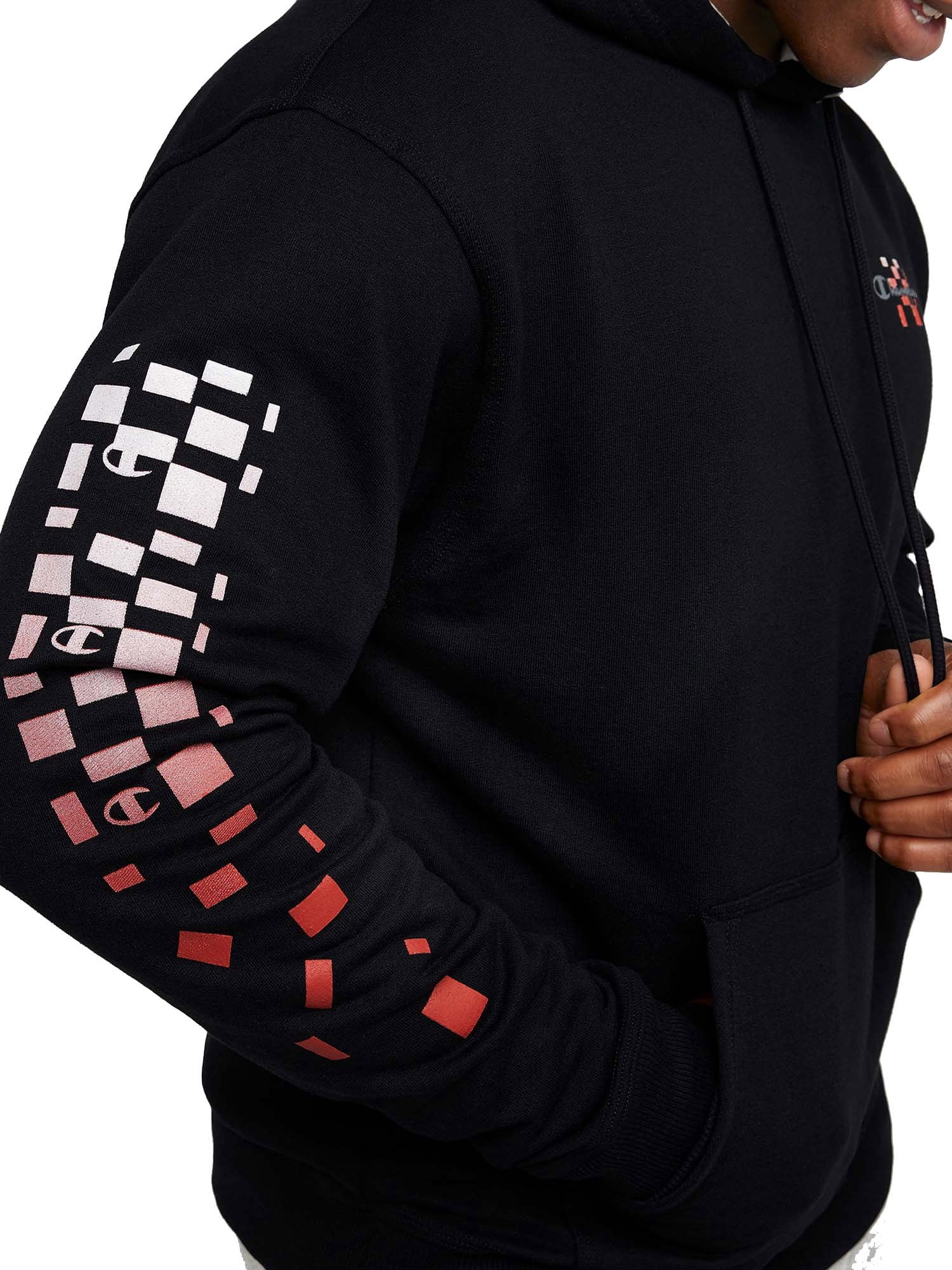 Champion Men's Powerblend Fleece Pixel Logo Graphic Pullover Hoodie, up to Size 2XL