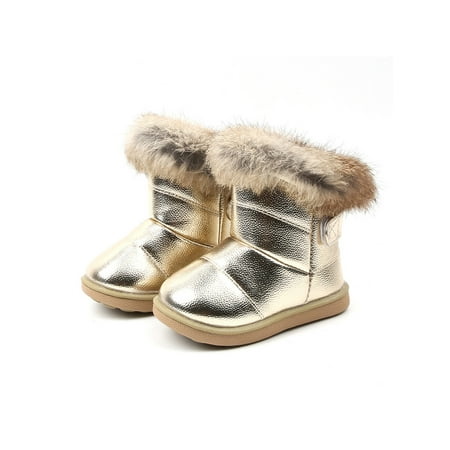 

Tenmix Girls Non Slip Winter Warm Shoes School Fashion Plush Lining Waterproof Ankle Booties Gold US 9C