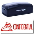 thumbnail image 1 of Large Pre-Inked Confidential with Logo Stamp, Slim 1854, Ultra Slim Design, Impression Size 1-13/16" by 2-1/2", Up to 25,000 Impressions - Red Ink, 1 of 10