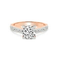 thumbnail image 4 of IGI Certified 1 Carat Round Shape Lab Grown Diamond Engagement Ring | 14K Rose Gold | Calista Side Stone Lab Diamond Ring | FG-VS1-VS2 Quality Friendly Diamonds, 4 of 6