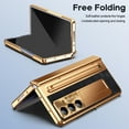 thumbnail image 3 of for Samsung Galaxy Z Fold 7 Case, with Stylus + Stylus Holder + Tempered Glass Screen Protector, All-Inclusive PU Leather Plating PC Hinge Protection Case for Samsung Galaxy Z Fold 7, Dark Gold+Black, 3 of 8