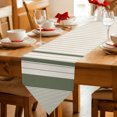 thumbnail image 2 of Sage Green Beige Striped Table Runner Linen Burlap Table Runner 72 Inches Long Farmhouse Stripes Cottagecore Dresser Scarves for Kitchen Island Coffee Dining Room Party Holiday Decoration 14"x72", 2 of 8