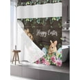 thumbnail image 3 of No Hook Shower Curtain with Snap-in Liner, Easter Waterproof Fabric Bathroom Curtains, Spring Watercolor Bunny Eggs Flower Leaf Wood Grain Bath Curtains & Mesh Top Window Standard 72"x72", 3 of 9