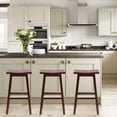 thumbnail image 2 of FDW Kitchen Counter Stools Set of 2, Solid Wooden Saddle Stool, Barstools for Patio, Balcony and Kitchen Counter, Brown, 2 of 7