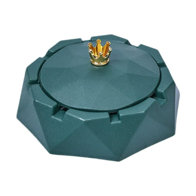 Cenicero De Escritorio De Gran Capacidad, Práctico, Con Tapa, Para Exteriores, Mesa, Patio, Color Verde