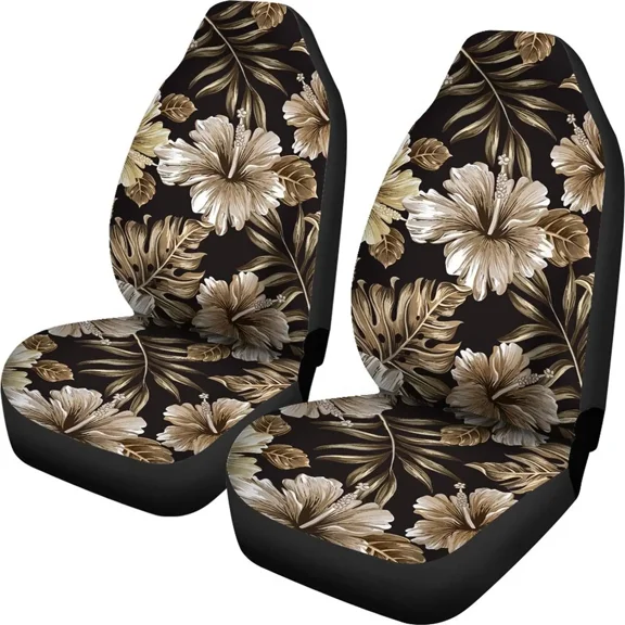 Red Hawaiian Floral Flowers Car Seat Cover Set of 2 Pcs High Stretchy Auto Front Seat Cushion for Women Men Fit Vehicle