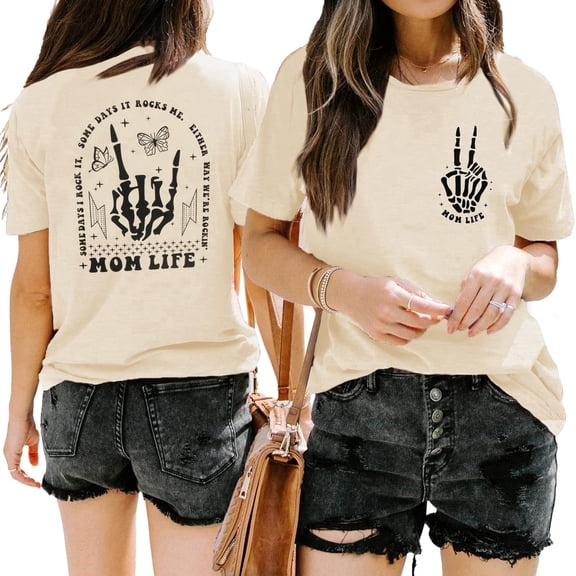 KimSoong Mama Shirts Mom Life T-Shirts Women Motherhood Some Days I Rock It Shirt Vintage Casual Short Sleeve Tops