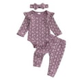 thumbnail image 4 of Gvdentm Baby Girl's 3pc Rib Frill Long Sleeve Romper and Pant Set(Purple,9-12 Months), 4 of 4