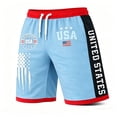 thumbnail image 3 of FASHOFT Mens Swim Trunks 4th of July Swimsuit American flag Print Beach Board Shorts with Pockets Bathing Suits Light Blue XL, 3 of 4
