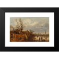 thumbnail image 2 of Esaias van de Velde 14x11 Black Modern Framed Museum Art Print Titled - Cottages and Frozen River (1629), 2 of 5