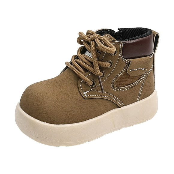 Wxirdiow Toddler Little Boys Girls Cowboy Boots Children's Boys' Lace Up Soft Soled Are Comfortable Fashionable And Versatile Outdoor Boots Khaki Size,3-3.5 Years