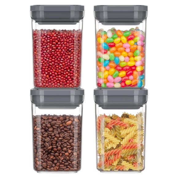 Juego de contenedores de almacenamiento de alimentos MR.SIGA herméticos, 1 L x 4, gris, sin BPA