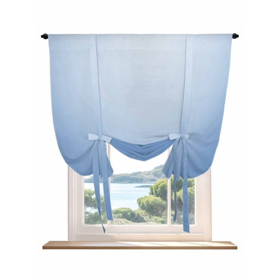Blue Tie Up Curtains for Windows 45 Inch Length Balloon Curtains Kitchen Adjustable Balloon Window Shade Modern Minimalist Abstract Gradient Aesthetic Tie Up Valance Bathroom Curtain Window 34"x45"