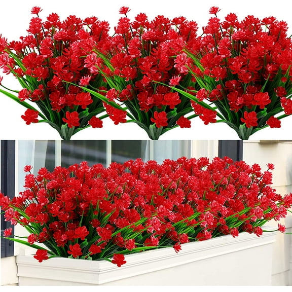 24 Bundles Artificial Flowers Lotus Outdoor Fake Flowers for Decoration UV Resistant No Fade Faux Plastic Plants Garden Porch Window Box Décor (Orchid)