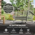 thumbnail image 4 of Khaki Outdoor Rattan Rocking Chair with Cushions - Patio Wicker Rocker for Garden, Backyard & Porch - Steel Frame, 29.5" x 37.8" x 36.2", 4 of 7