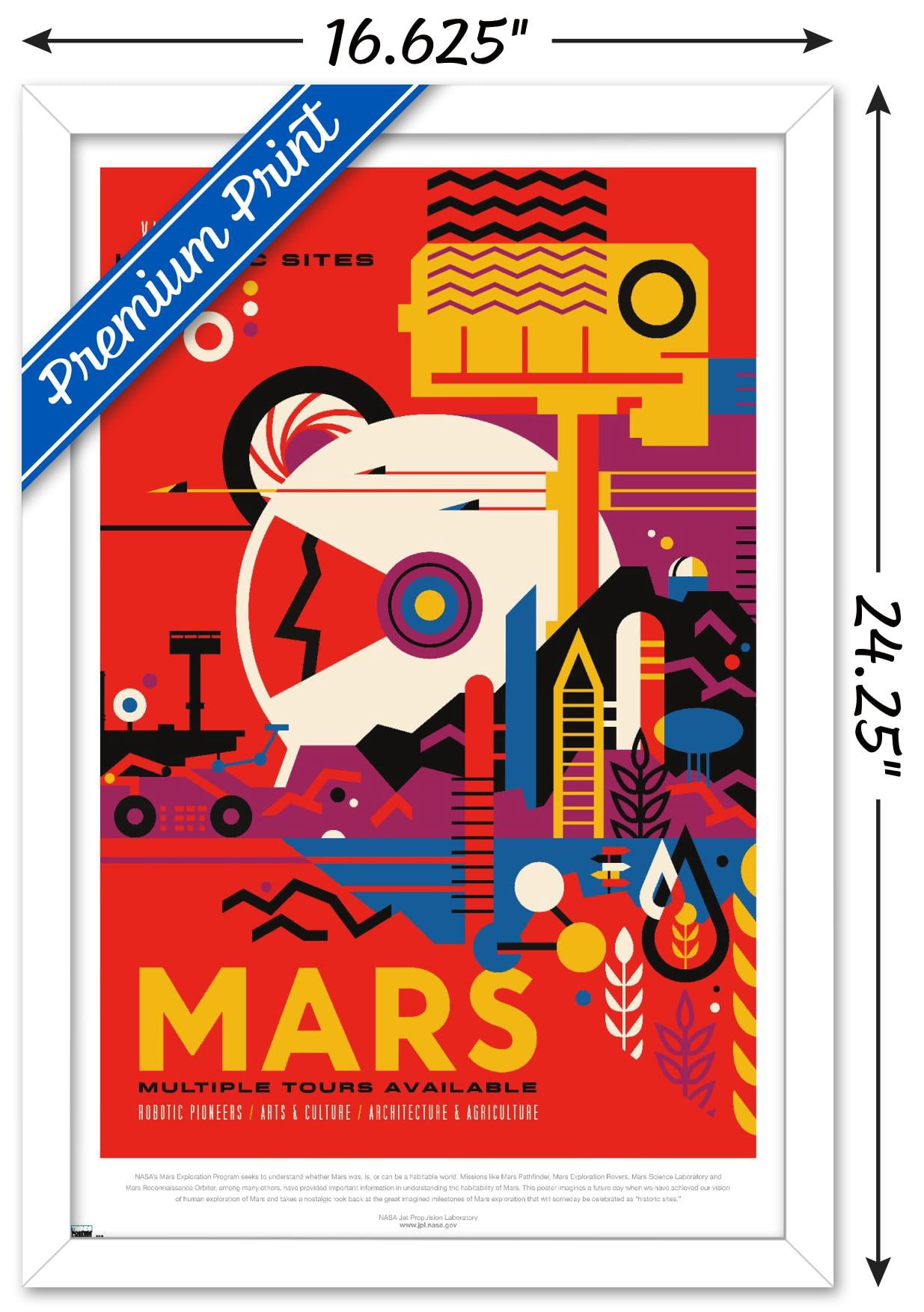 NASA - Mars Travel Poster Wall Poster, 14.725" x 22.375" Framed