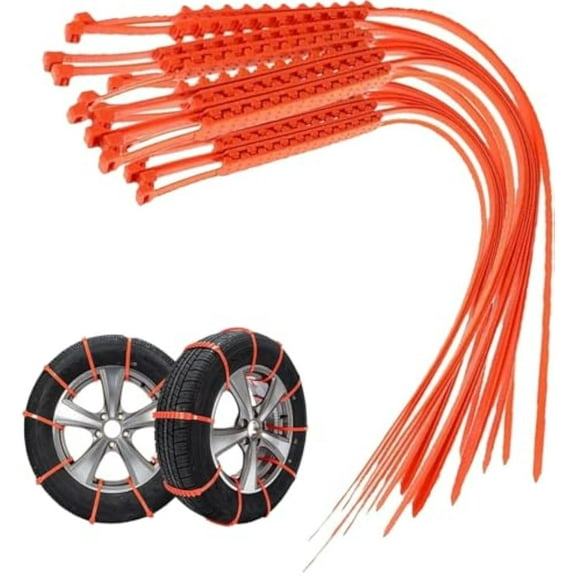Tire Zip Ties for Snow, Universal Anti-Skid Snow Tire Chains, Reusable Plastic Snow Tire Chains for Cars Suvs Trucks (10)
