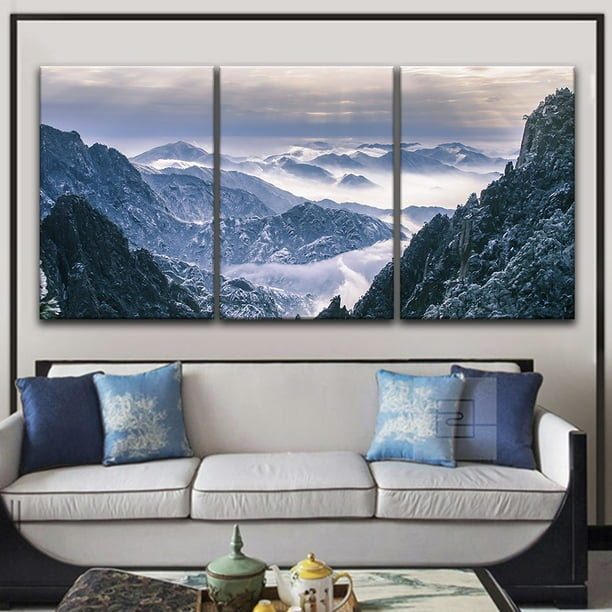 wall26 3 Panel Canvas Wall Art Landscape of Snow Covered Mountains