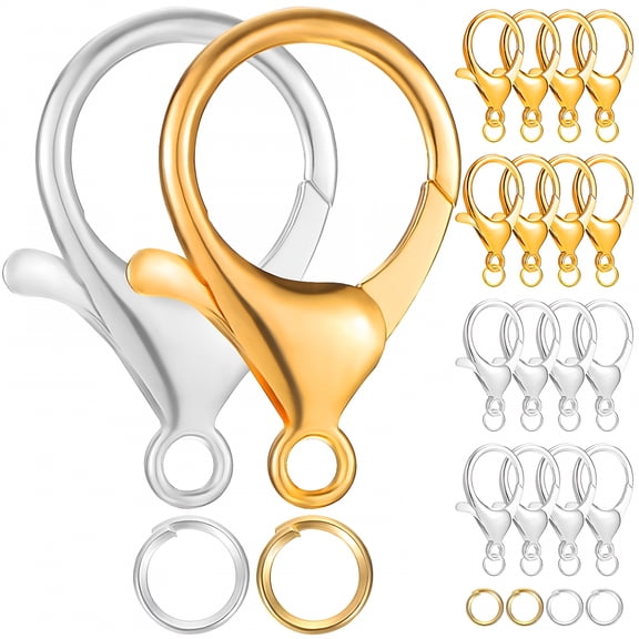 DESIGNICE Lobster Clasp 50 Gold and Silver Closed Ring 100 Clasps Jewelry Opening Rings Accessory DIY Jewelry Making Closures