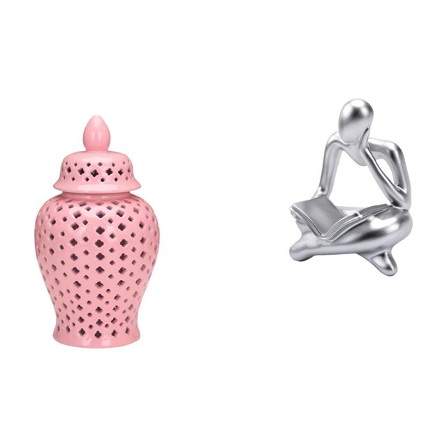 Jarrón De Porcelana Con Tapa Y Figura De Pensador Abstracto, Adorno Decorativo Para Mesa, Sala De Estar, Estantería, Oficina, Fiesta.