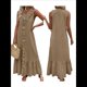 thumbnail image 2 of Vestido de Verano para Mujer, de Algodón, Estilo Bohemio, de , Sin Mangas, con Volantes Escalonados, Maxivestido . Marrón Oscuro XL, 2 of 5