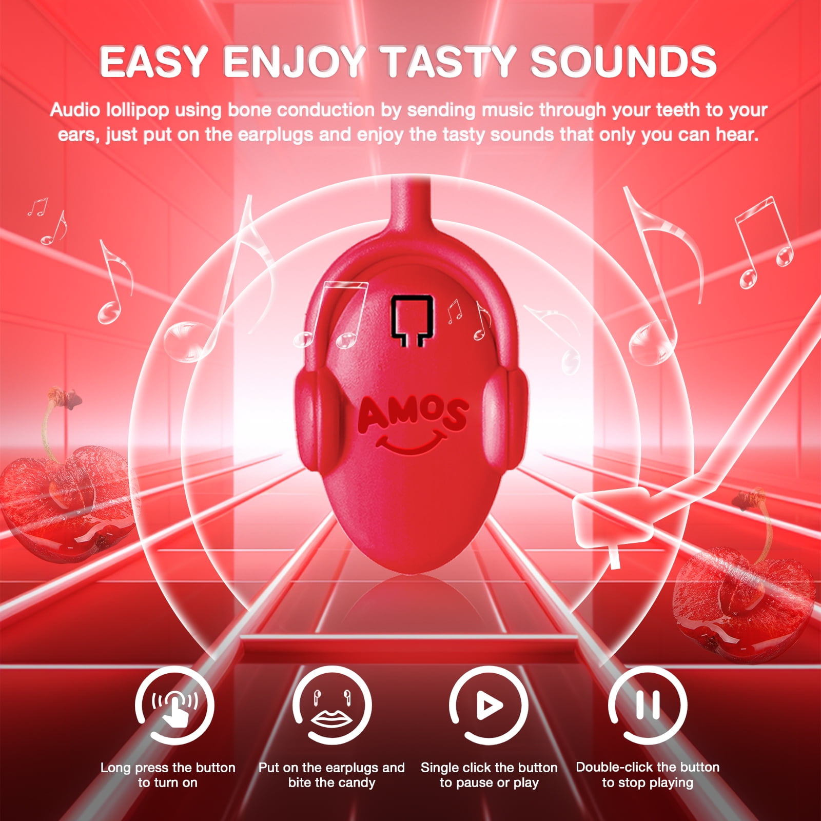 AMOS Music Lollipop Suckers Lollipop Fat Free Singing Lollipop, Creative Gift Party