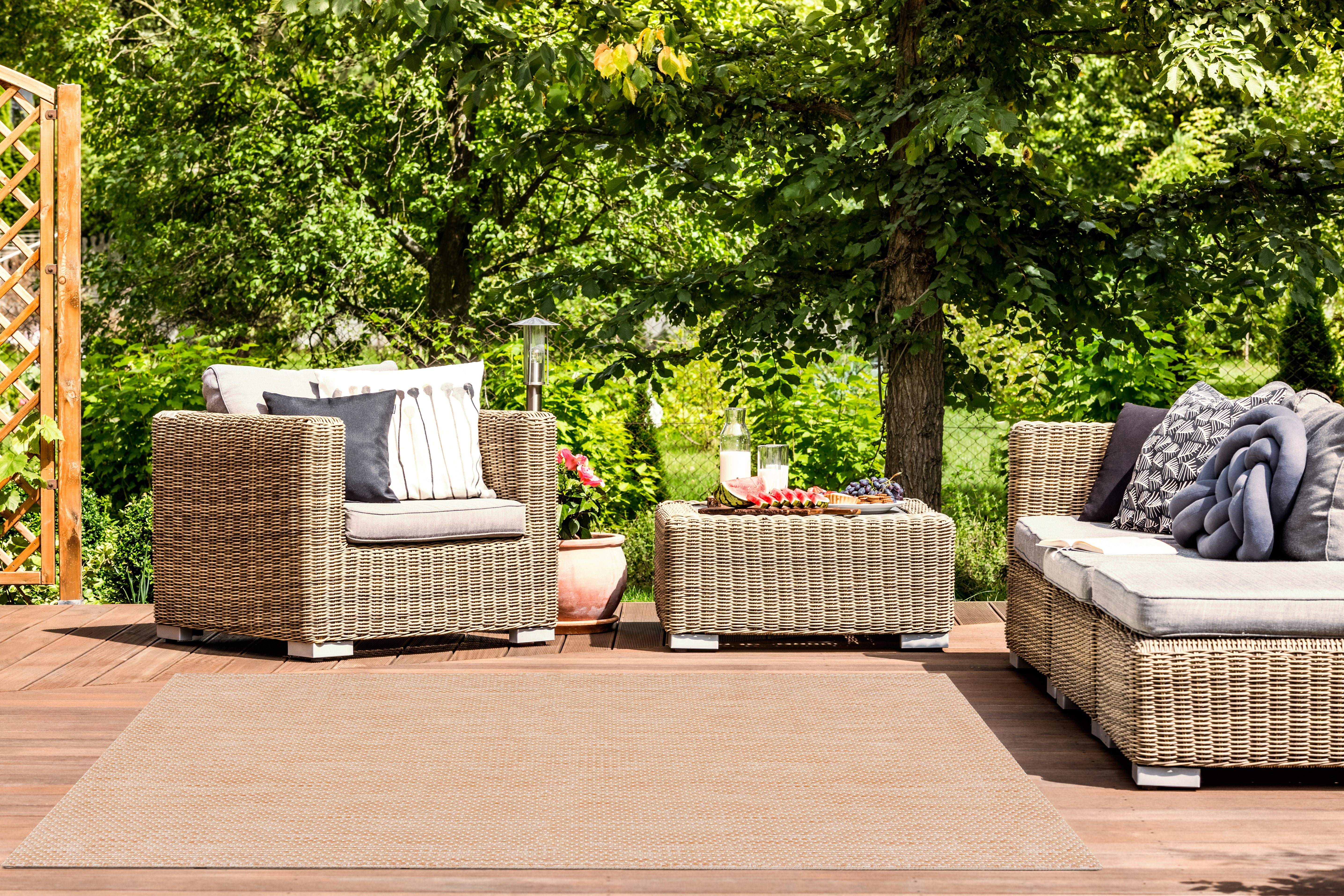 Safavieh Courtyard Finnian Solid Indoor/Outdoor Area Rug, Natural/Cream, 5'3" x 7'7"