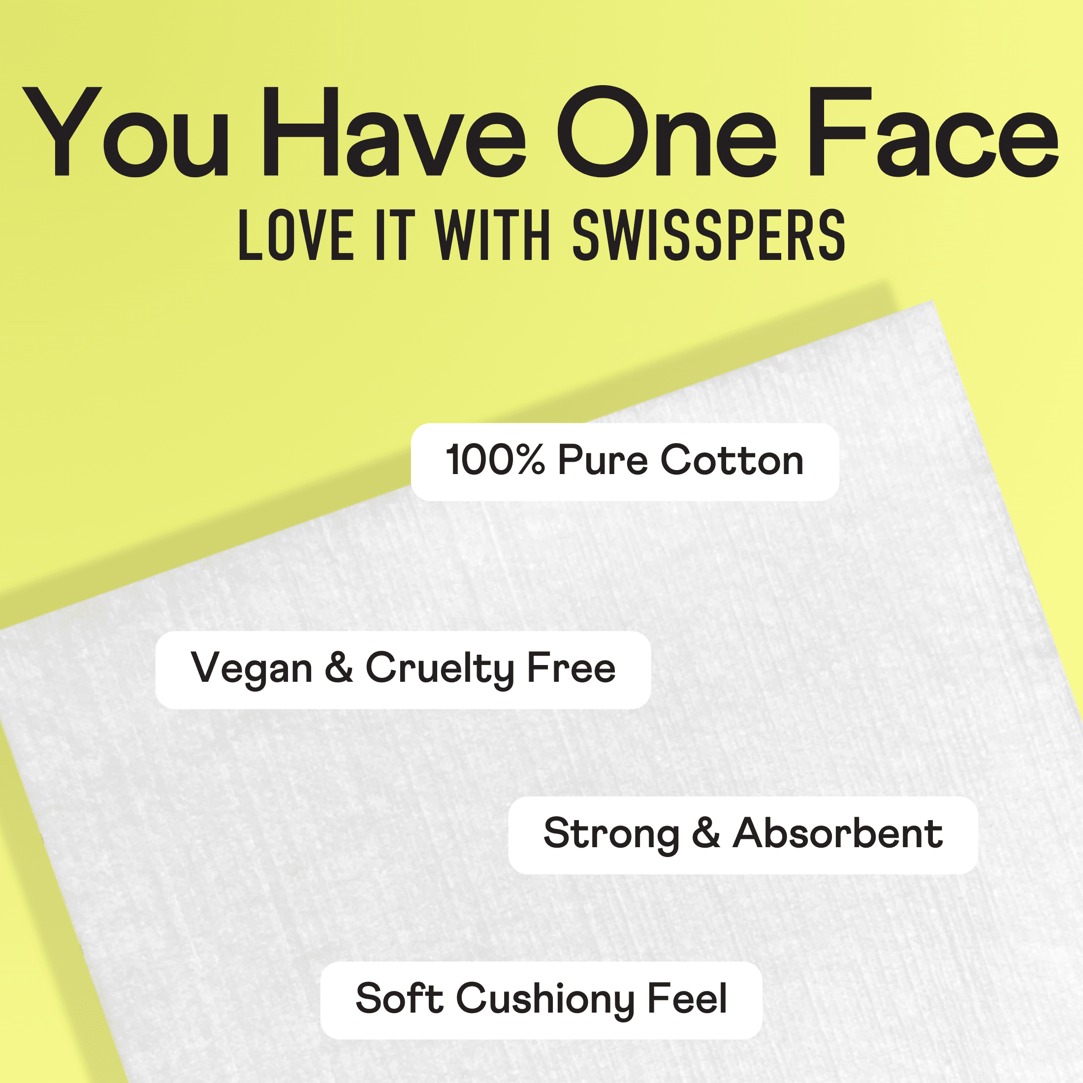 (3 pack) Swisspers Premium Ultra-Soft Cleansing 100% Pure Natural Cotton Pads, Larger & Thicker Rectangular Design, Strong, Absorbent, Versatile, Vegan, Cruelty-Free, 50 Pads